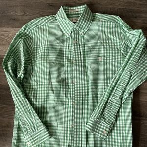 Orvis shirt button up green check men’s Sz L front pocket